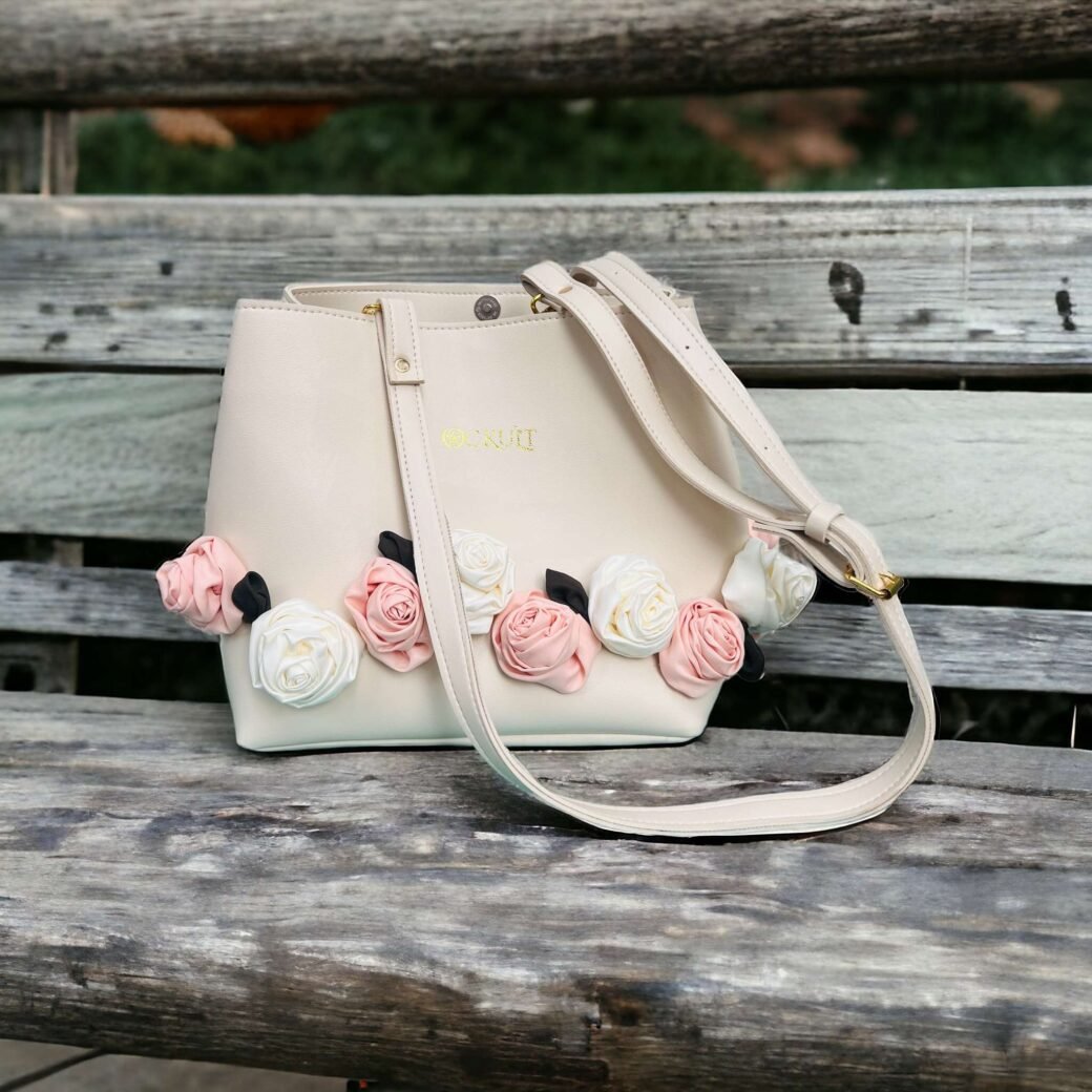 Beige Floral  Bucket Bag - Image 2